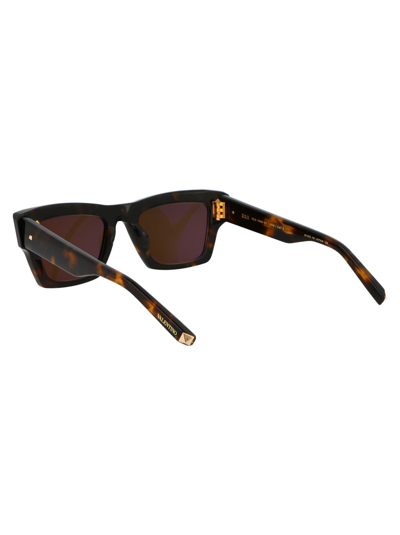 Valentino Garavani Brown Tortoise Acetate Sunglasses In Black