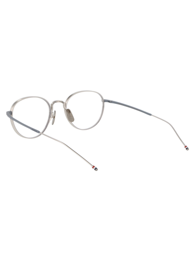 Shop Thom Browne Tb-119 Glasses In 01 Silver - Grey W/ Clear