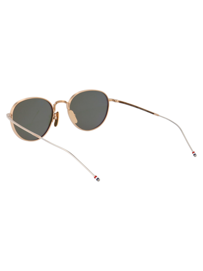 Shop Thom Browne Tb-119 Sunglasses In White Gold Navy W/ G15