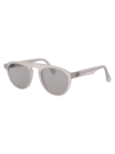 Shop Mykita Mmraw001 Sunglasses In 817 Raw Coconut Water Warm Grey Flash
