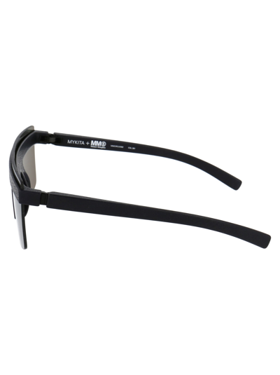 Shop Mykita Mmcircle002 Sunglasses In 301 Md1 Pitch Black | Dyg Shield