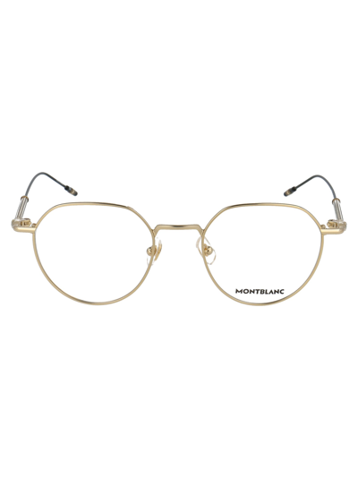 Shop Montblanc Mb0060o Glasses In 002 Gold Gold Transparent