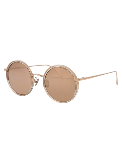Shop Linda Farrow Watson Sunglasses In 007 Gold Gold Gold