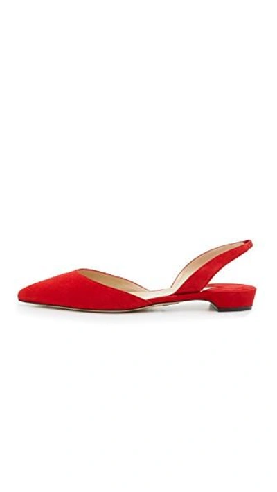 Shop Paul Andrew Rhea Suede Flats In Electric Red