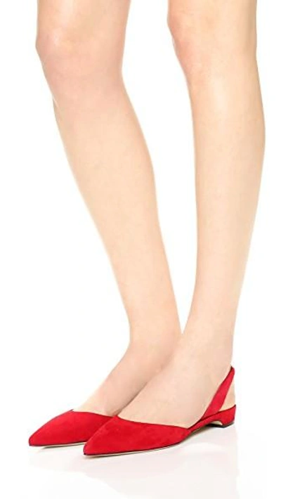 Shop Paul Andrew Rhea Suede Flats In Electric Red