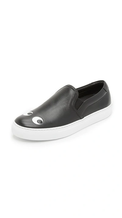 Anya Hindmarch Eyes Right Leather Slip-on Sneakers In Black
