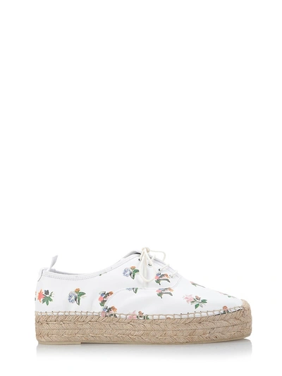 Saint Laurent Espadrille In White And Multicolor Prairie Flower Printed Leather