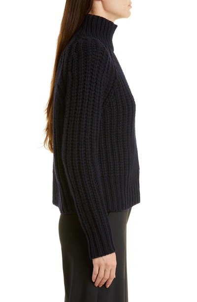 Shop Vince Rib Cashmere Turtleneck Sweater In Coastal Blue