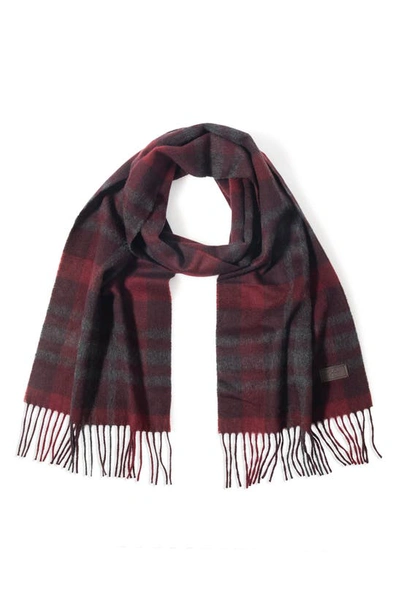 Hickey Freeman Cashmere Plaid Scarf In Bordeaux