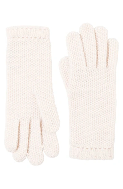 Shop Bruno Magli Cashmere Honeycomb Knit Gloves In Ivory