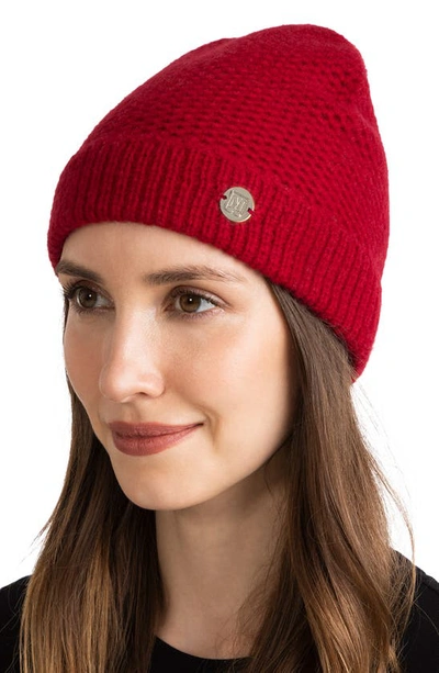 Shop Bruno Magli Honeycomb Knit Cashmere Beanie In Red