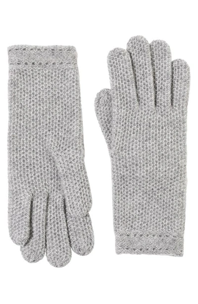 Shop Bruno Magli Cashmere Honeycomb Knit Gloves In Grey