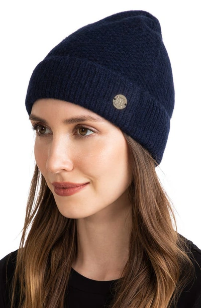 Shop Bruno Magli Honeycomb Knit Cashmere Beanie In Navy