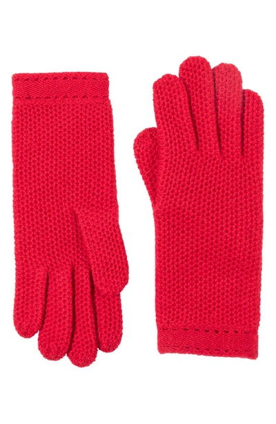 Shop Bruno Magli Cashmere Honeycomb Knit Gloves In Red
