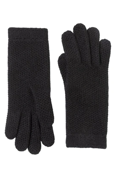 Shop Bruno Magli Cashmere Honeycomb Knit Gloves In Black