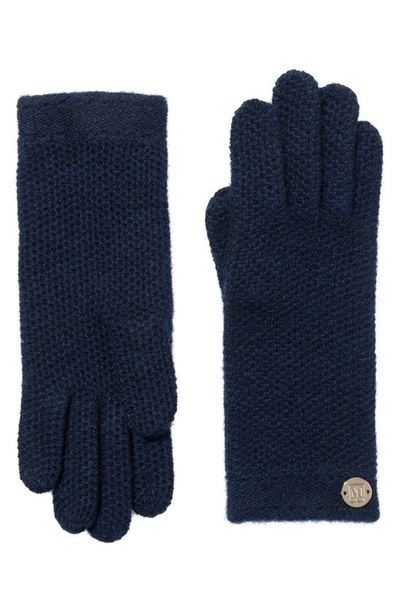 Shop Bruno Magli Cashmere Honeycomb Knit Gloves In Navy