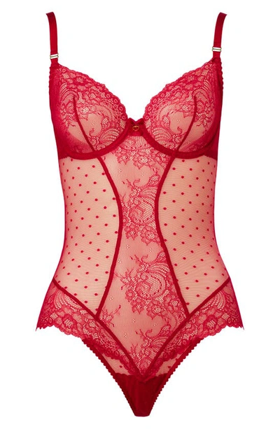 Shop Dita Von Teese Fiamma Underwire Bodysuit In Rose Red