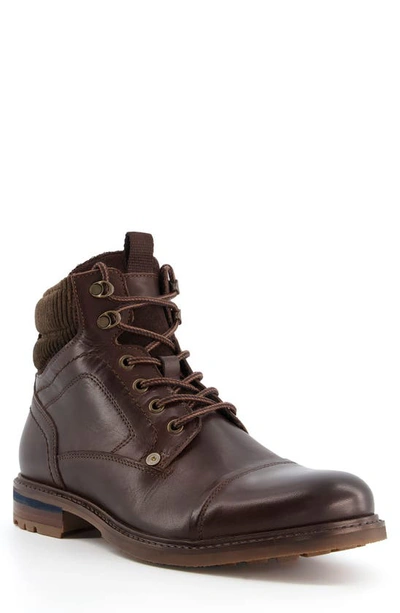 Shop Dune London Candor Lace-up Cap Toe Boot In Brown