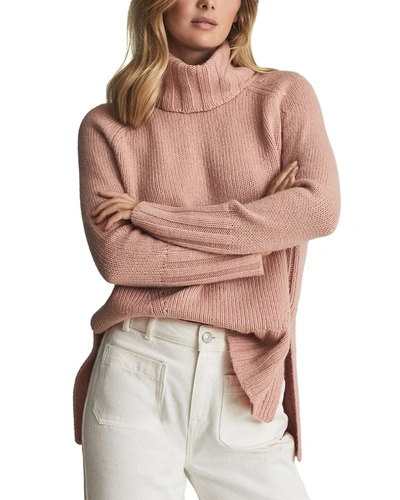 Shop Reiss Stevie Turtleneck Wool-blend Sweater In Pink