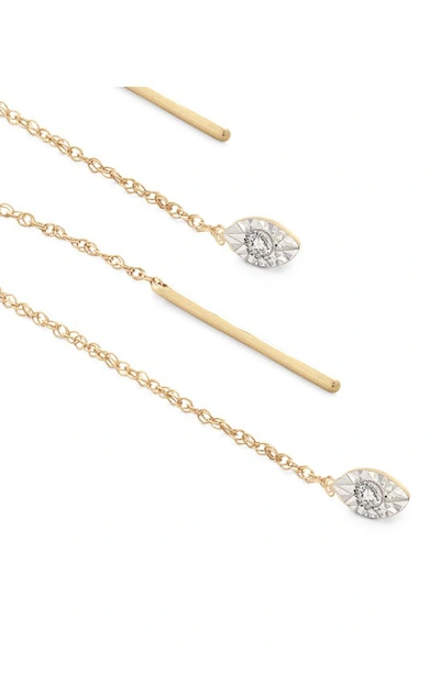 Shop Monica Vinader 14k Gold Marquise Diamond Threader Earrings In 14kt Solid Gold
