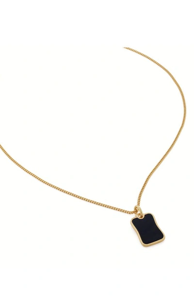 Monica Vinader Black Onyx Pendant Necklace In 18ct Gold On Sterling