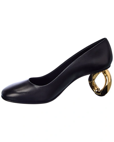 Shop Jw Anderson Chain Detail Leather Pump In Black
