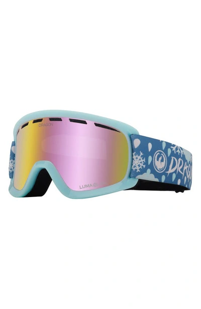 Shop Dragon Lil D Base Youth Fit 44mm Snow Goggles In Snow Dance/ Pink Ion
