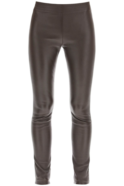 Shop Drome Leather Leggings In Brown