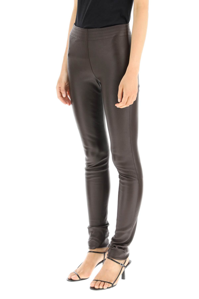 Shop Drome Leather Leggings In Brown
