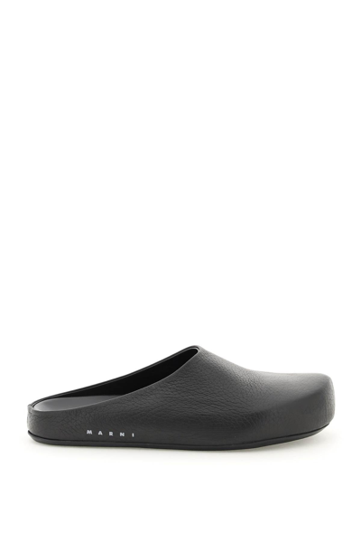 Shop Marni Leather Clogs In Black