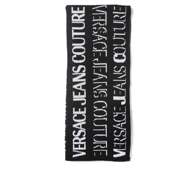 Shop Versace Jeans Couture Black White Logo Scarf