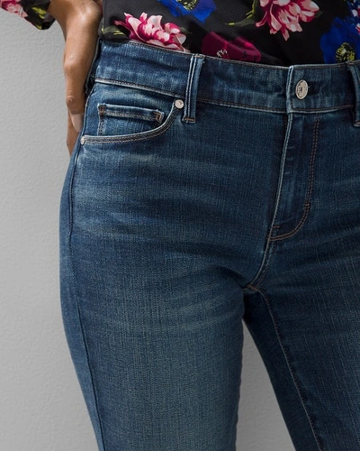 Shop White House Black Market Mid-rise Slim Jeans In Dark Wash Denim