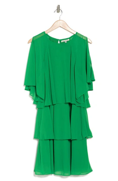 Shop Tash And Sophie Tiered Chiffon Dress In Green