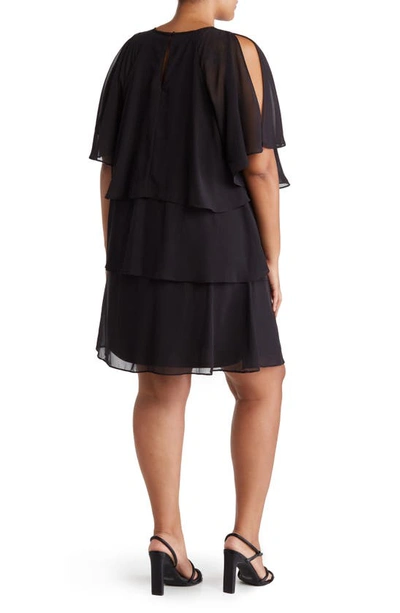 Shop Tash And Sophie Tiered Chiffon Dress In Black