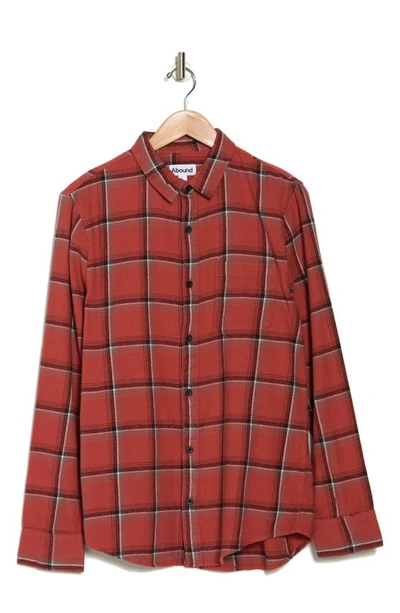 Shop Abound Plaid Cotton Flannel Button-up Shirt In Rust- Ivory Multi Plaid