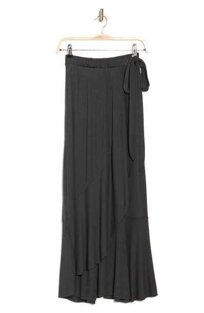 Go Couture Wrap Midi Skirt In Charcoal