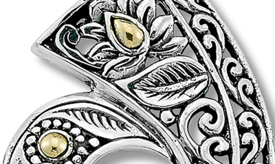 Samuel B. 18k Gold & Sterling Silver Balinese Design J Hoop Earrings In Silver And Gold
