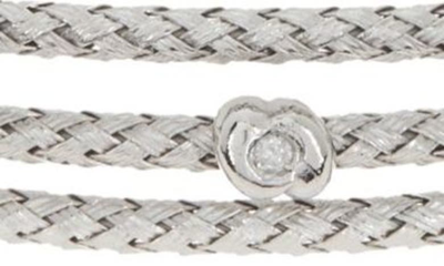 Meshmerise 18k Gold Plated Stainless Steel Diamond Bangle Bracelet In White Gold