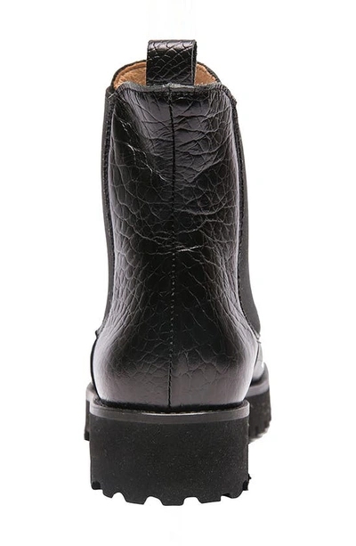 Shop Andre Assous Peggy Chelsea Boot In Black Croco Print Leather