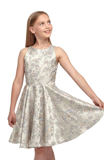 Shop Un Deux Trois Kids' Metallic Dress In Blue