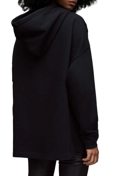 Shop Allsaints Celia Etie Beaded Cotton Blend Hoodie In Black