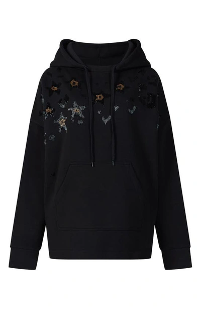 Shop Allsaints Celia Etie Beaded Cotton Blend Hoodie In Black