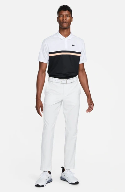 Shop Nike Dri-fit Victory Golf Polo In White/ Black/ Arctic Orange