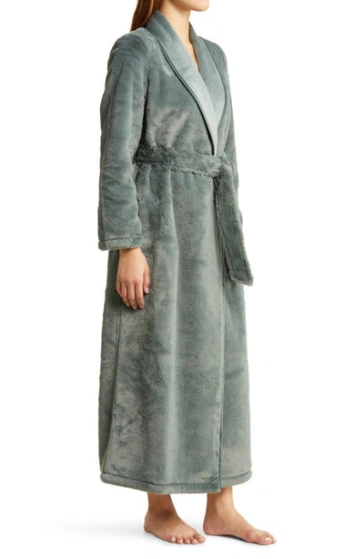 Shop Nordstrom Recycled Faux Fur Robe In Green Balsam