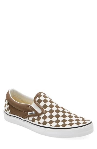 Vans Classic Slip-on Checkerboard Sneakers In Burgundy-brown | ModeSens