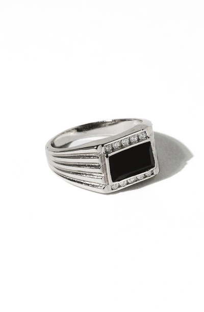 Shop Child Of Wild Levi Onyx Cocktail Ring In Silver