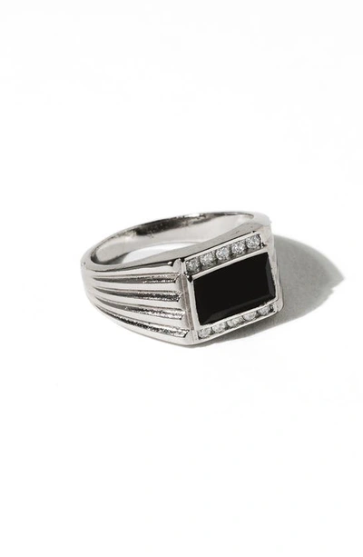 Child Of Wild Levi Onyx Cocktail Ring In Silver