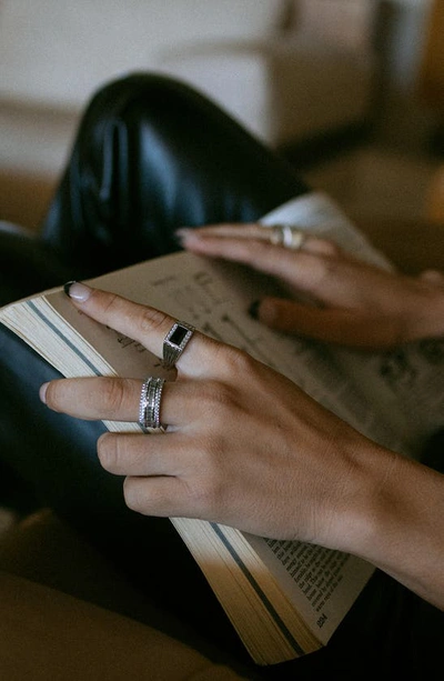 Child Of Wild Levi Onyx Cocktail Ring In Silver
