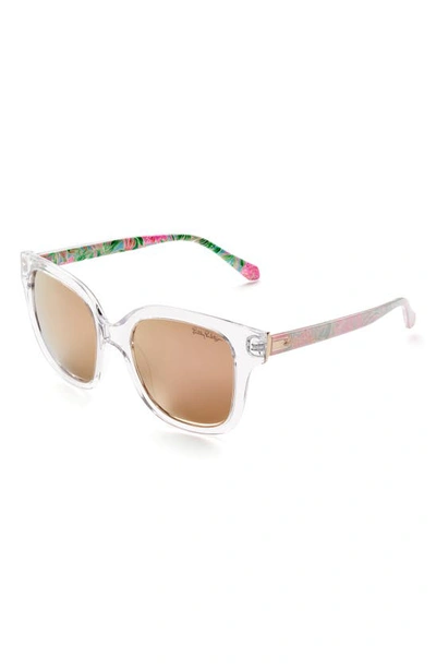 Shop Lilly Pulitzer Aura 53mm Polarized Square Sunglasses In Crystal