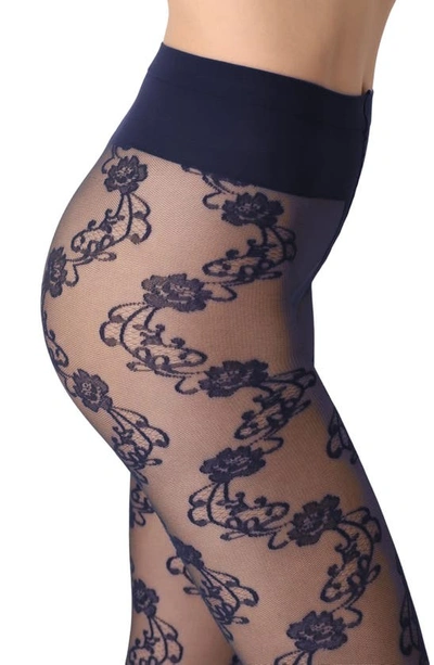Shop Oroblu Lovely Floral Tights In Blue 11